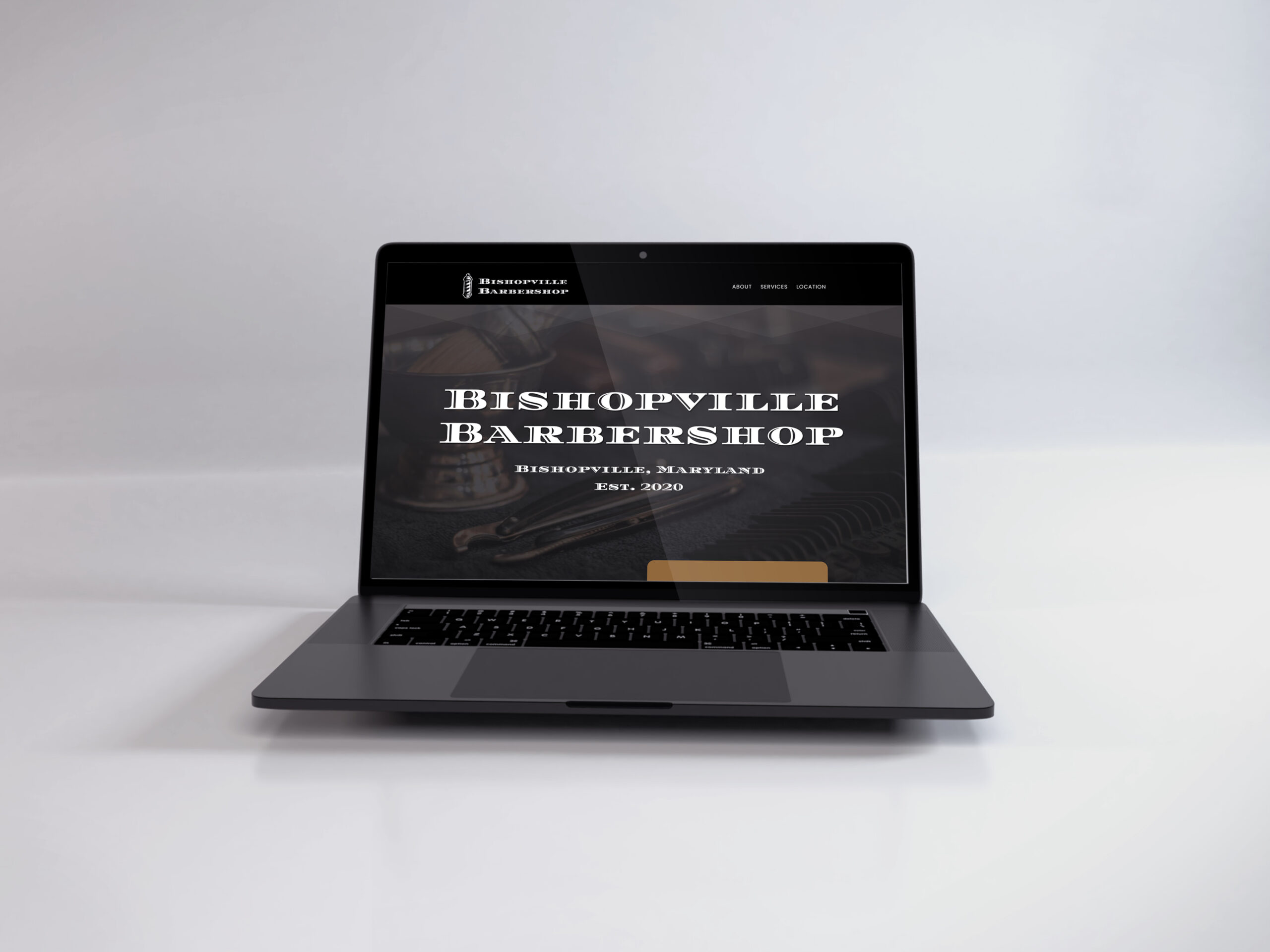 Laptop showing the Bishopville Barbershop website Laptop showing the Bishopville Barbershop website