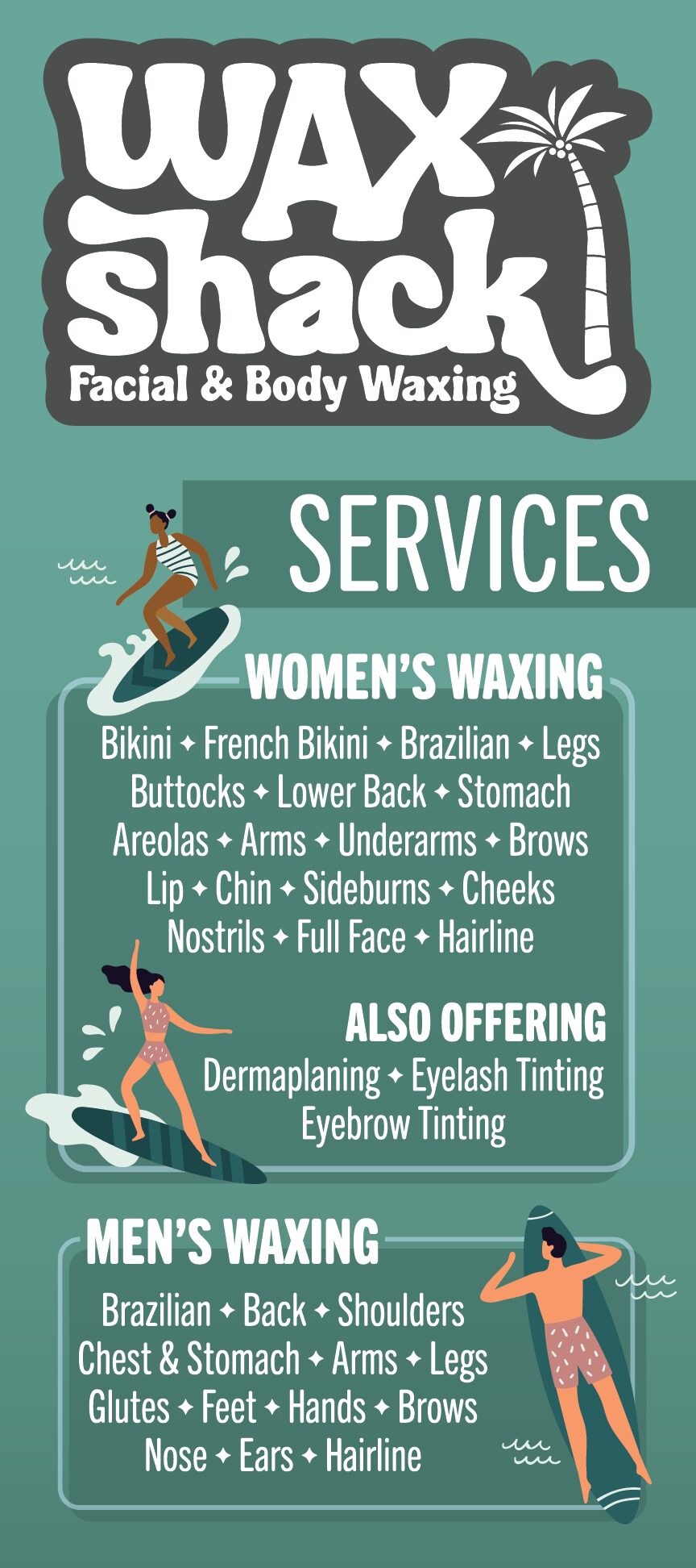 Wax Shack services rack card