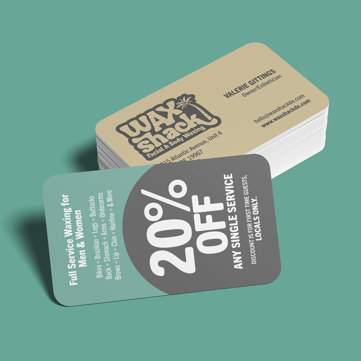 Wax Shack 20% Off business cards